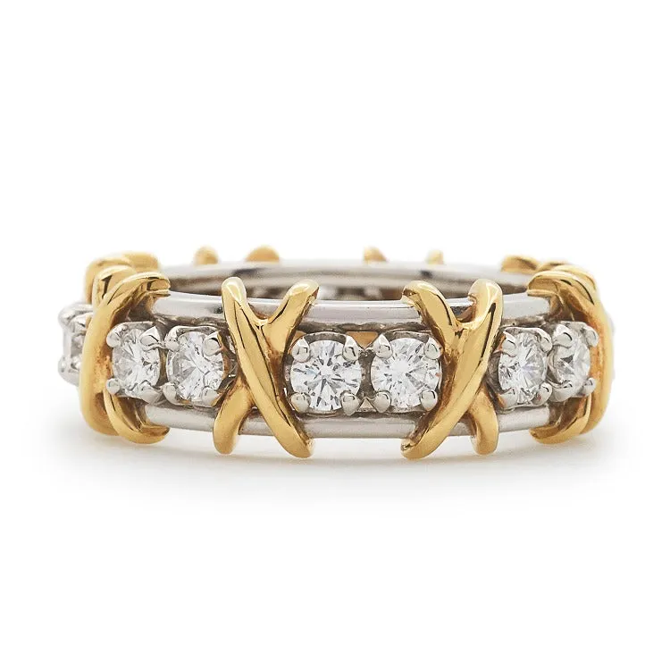 1.14CTW 18K Two Tone Gold Eternity Fashion Diamond Band Ring - FR001