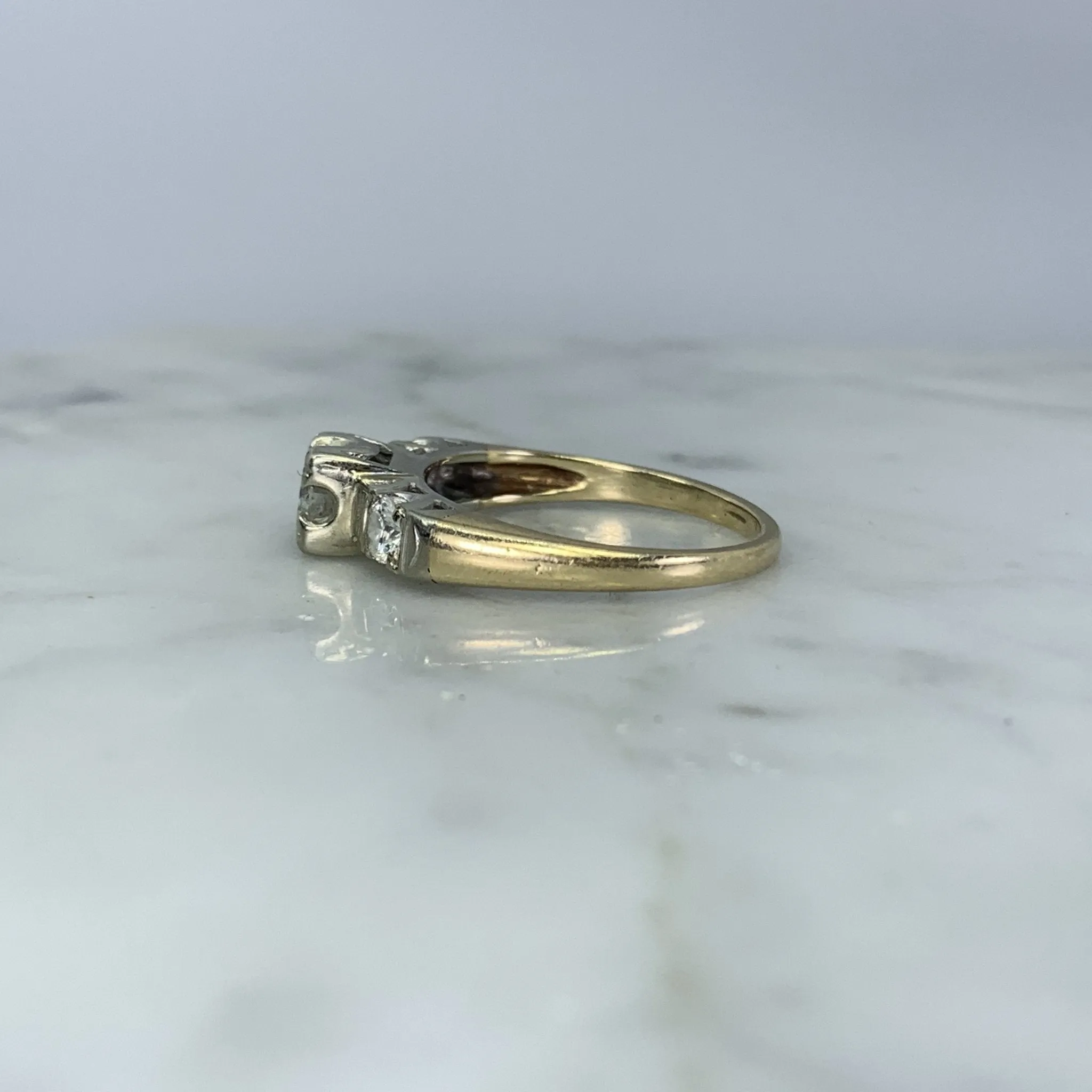 1940s Diamond Engagement Ring in a 14K Gold Setting. Sustainable Estate Jewelry.