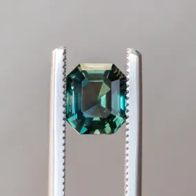 2.06CT EMERALD CUT MADAGASCAR SAPPHIRE, COLOR CHANGING DEEP TEAL TO PURPLE GREY, 7.4X6.32X4.28MM, UNTREATED