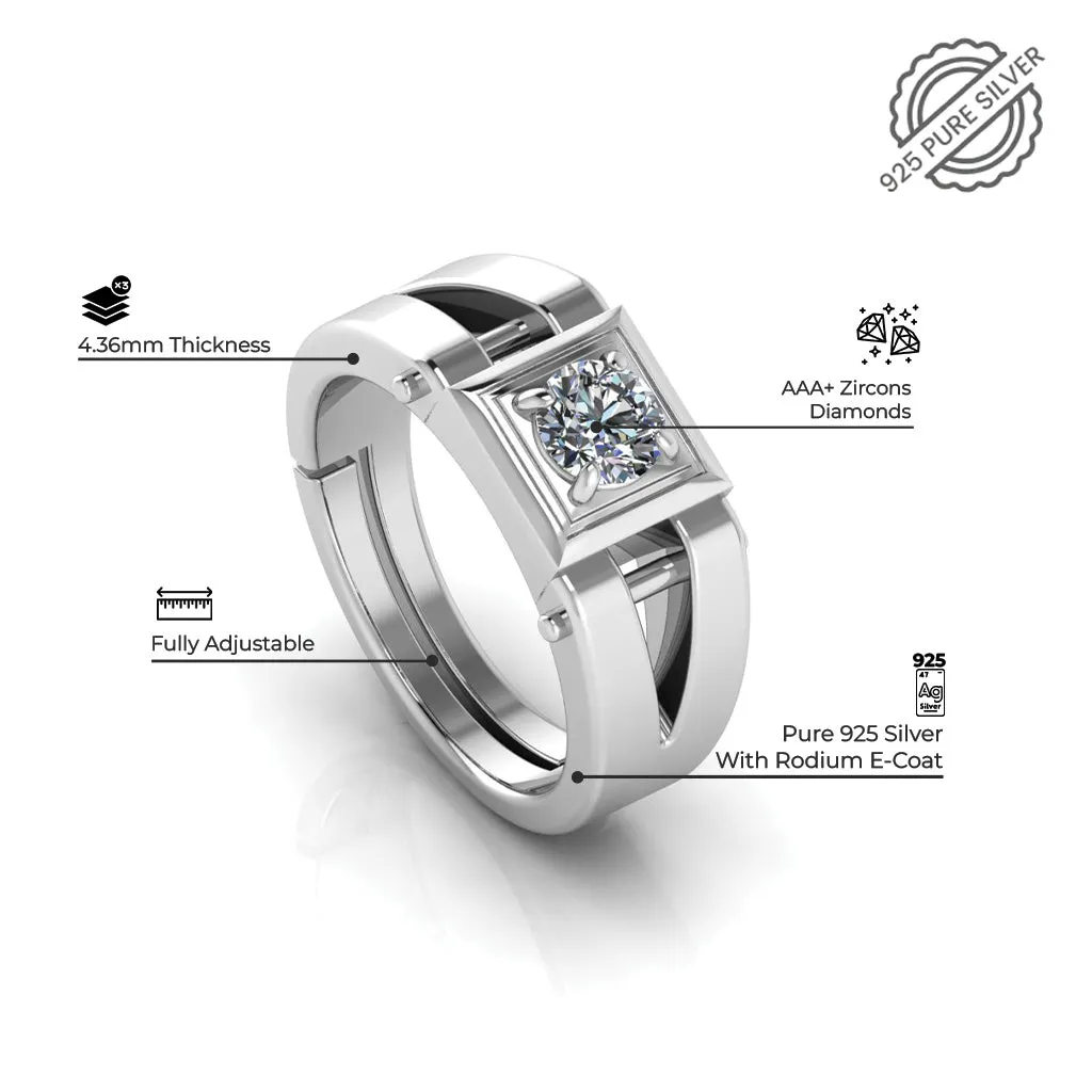 925 Pure Silver Crystal heart Stardom Special Couple's Ring