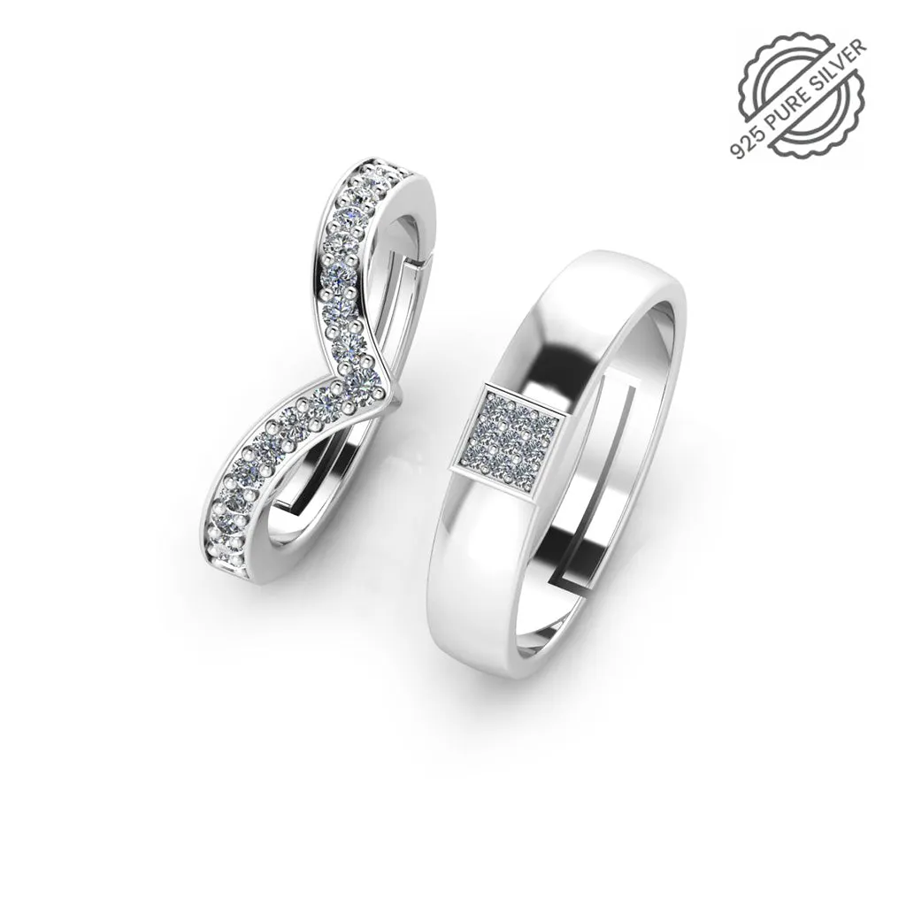 925 Pure Starling Silver Wave V Ladies Special and Classy Status Special Couple's Ring