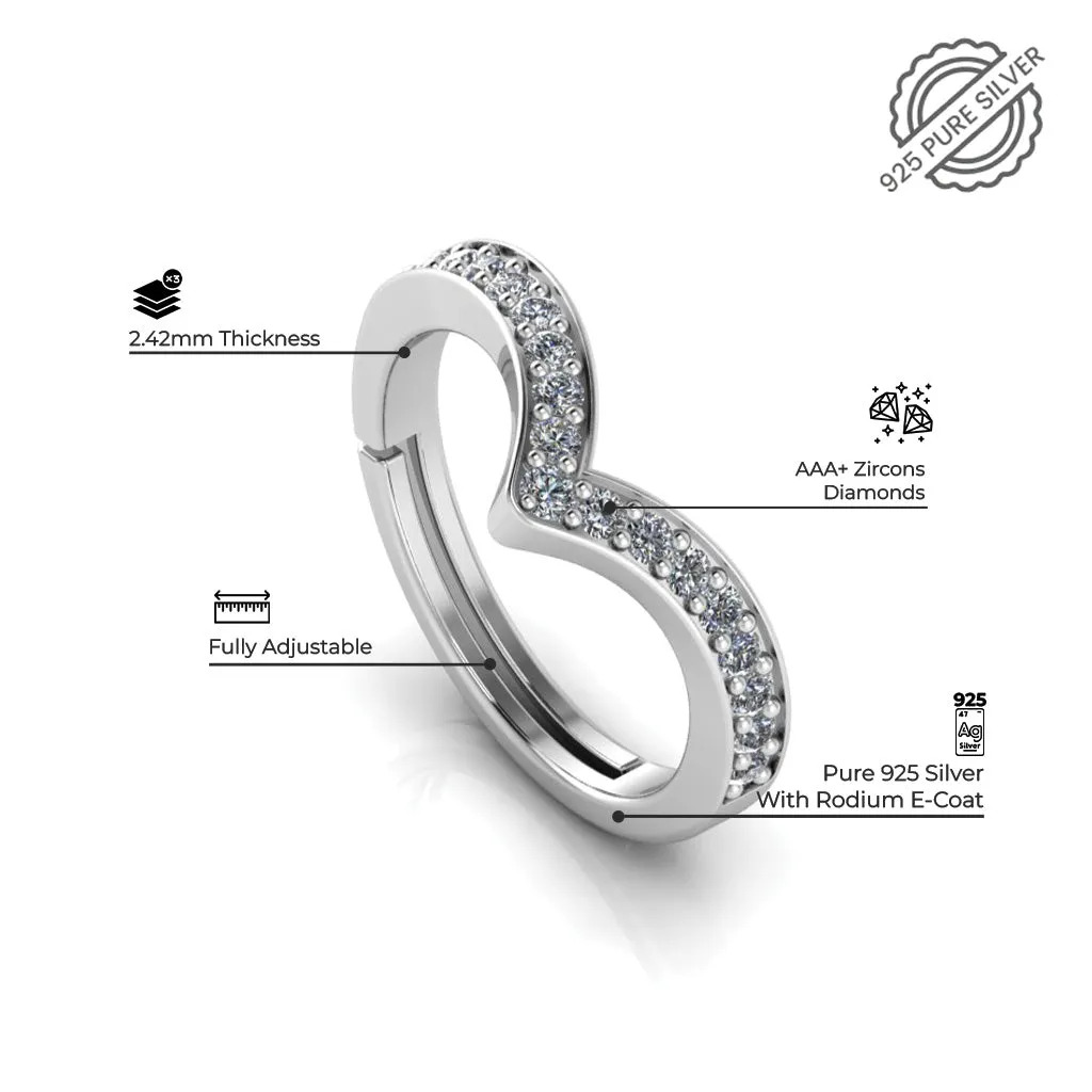 925 Pure Starling Silver Wave V Ladies Special and Classy Status Special Couple's Ring