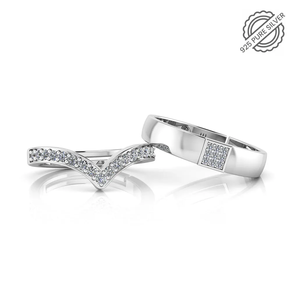 925 Pure Starling Silver Wave V Ladies Special and Classy Status Special Couple's Ring