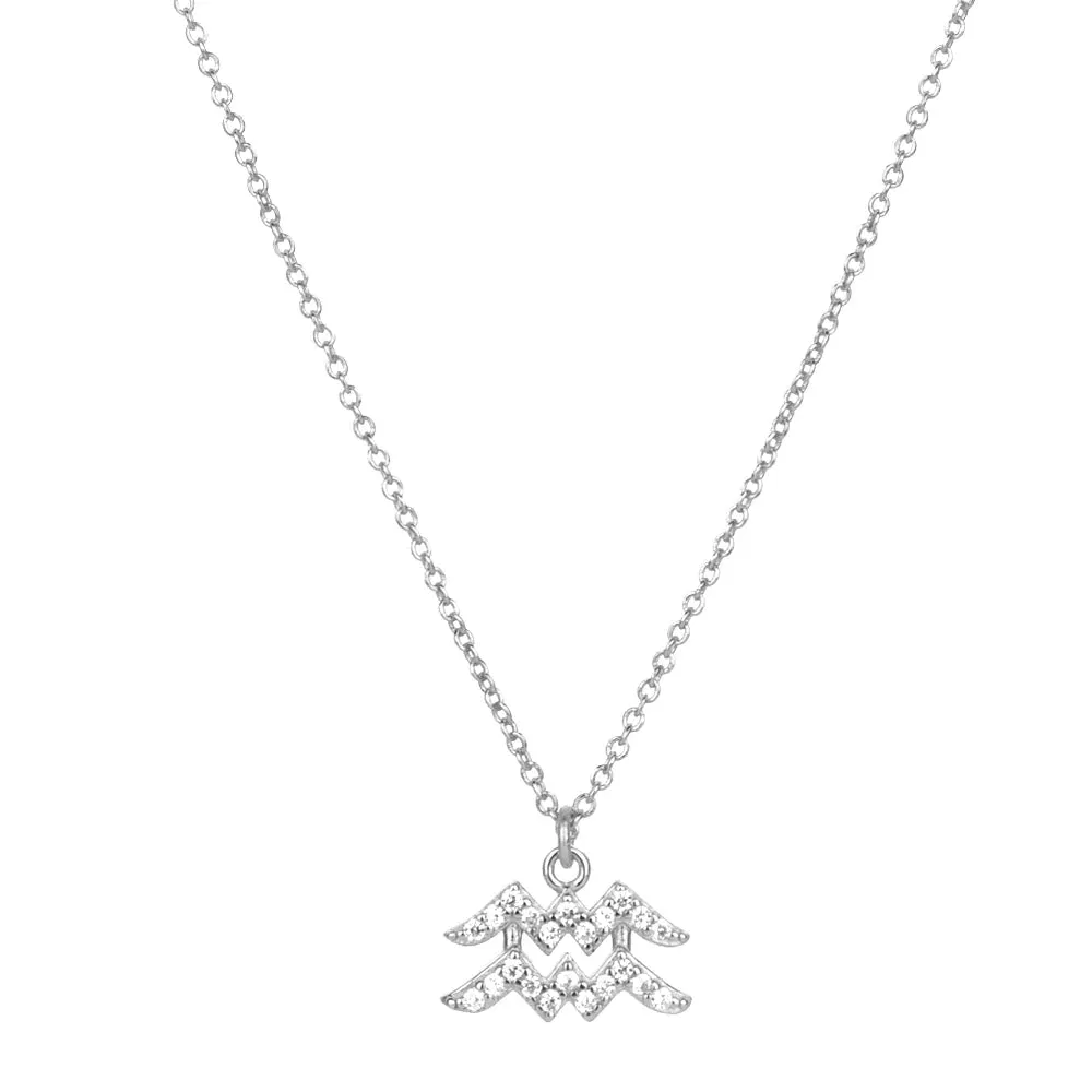 925 Sterling Silver & Platinum Plated/18k Gold Zodiac Necklace