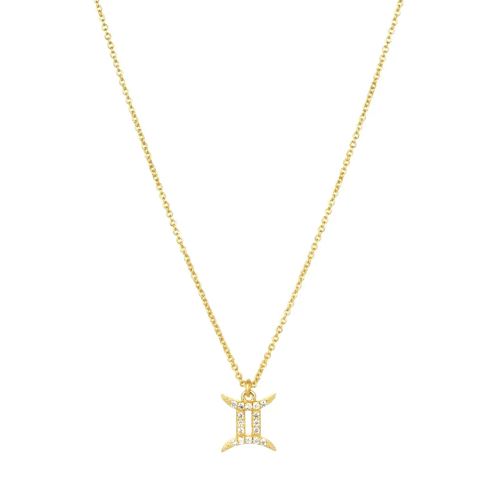 925 Sterling Silver & Platinum Plated/18k Gold Zodiac Necklace