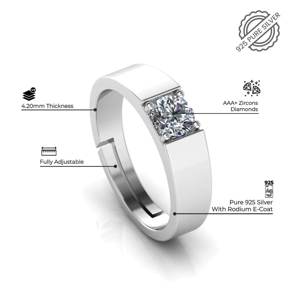 925 Sterling Silver Solitaire Elizabeth's Crown Special Ring for Couple's