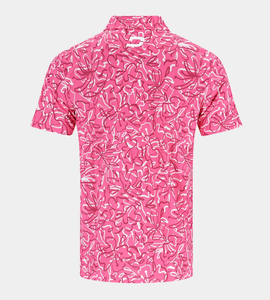 ABSTRACT FLORAL POLO - PINK