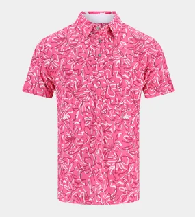 ABSTRACT FLORAL POLO - PINK