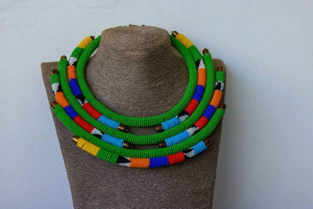 African beaded necklace, Beaded Necklace for women, African Beaded Jewelry, Moms gift, Christmas Gift for her, Zulu beaded necklace