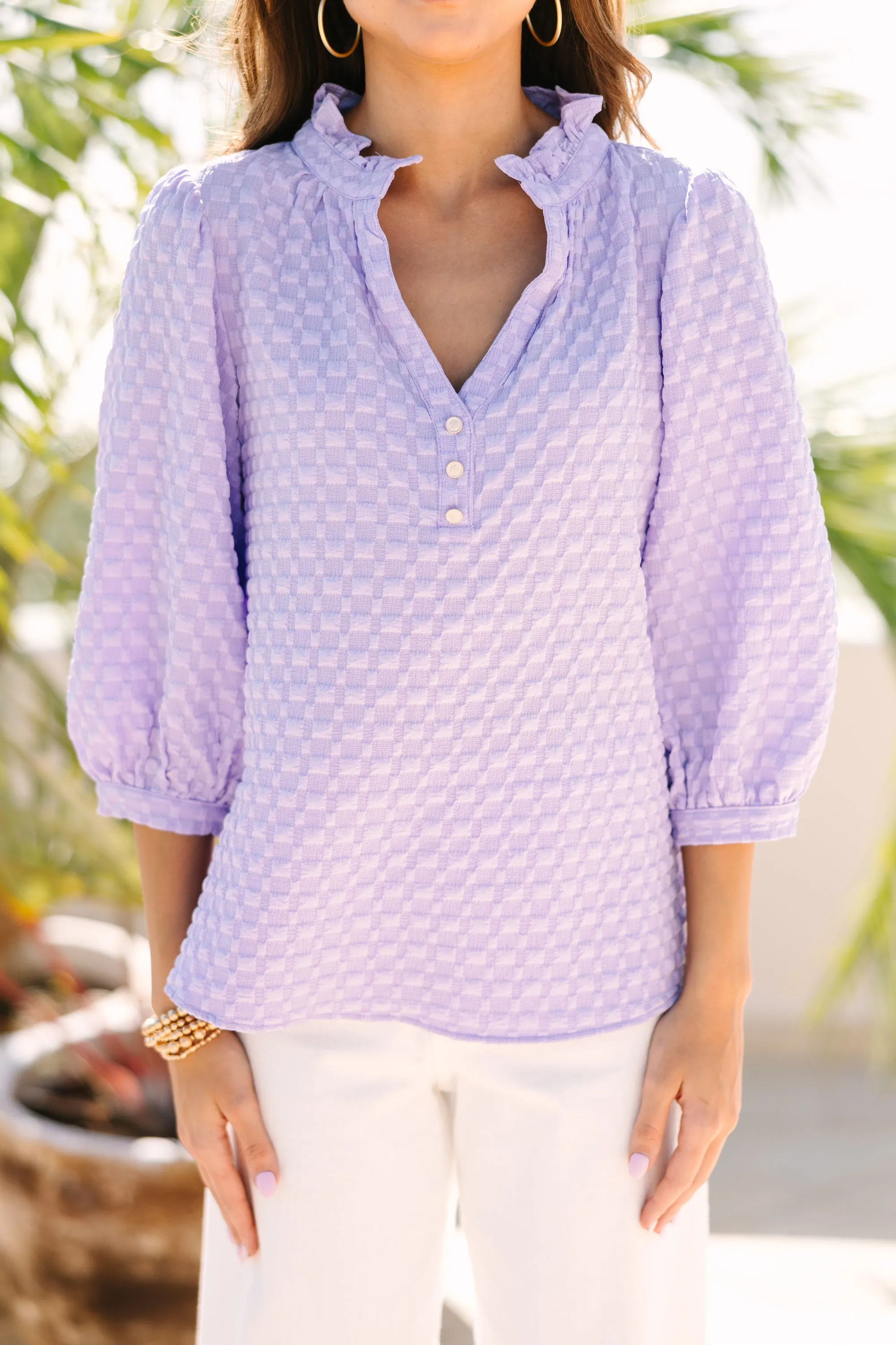 All Up To You Lavender Purple Textured Blouse