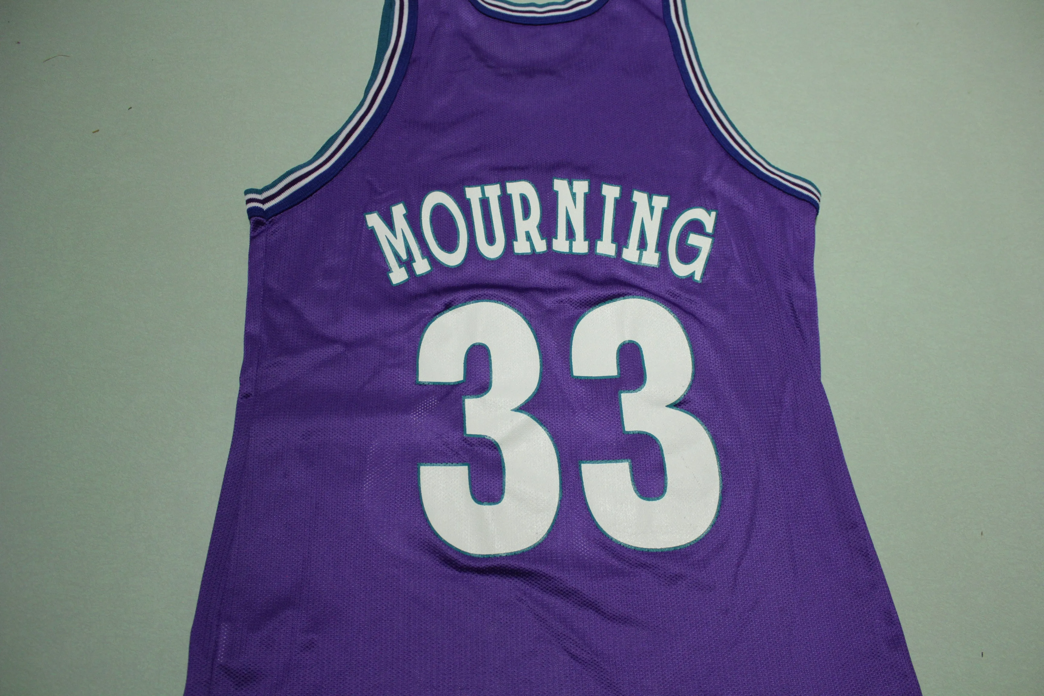 Alonzo Mourning Vintage 90's Charlotte Hornets Champion Made in USA NBA Jersey