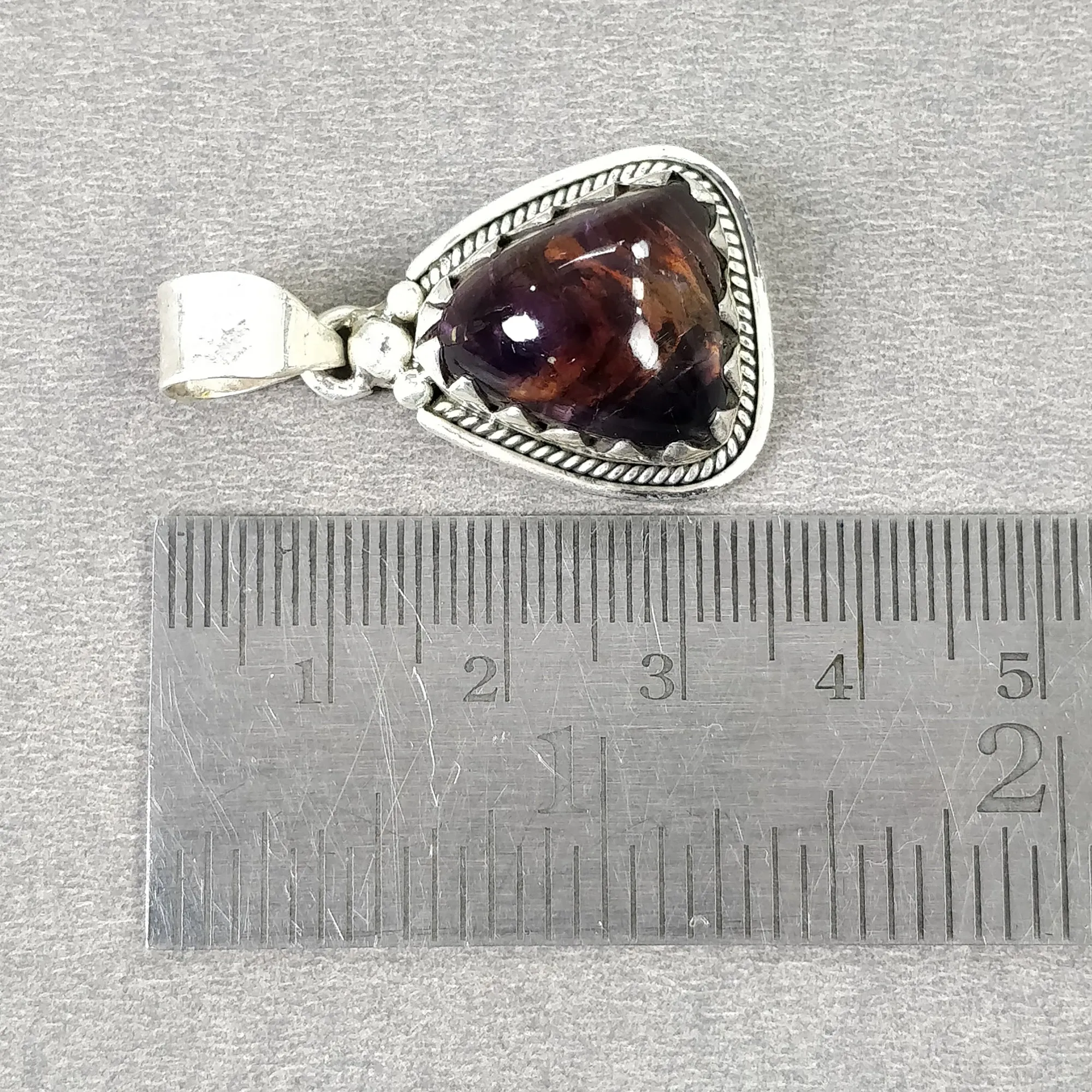 AMETHYST Gemstone 925 Sterling Silver Pendant : 7.42gms Natural Untreated Purple Amethyst Cabochon Bezel Set Pendant 1.5"