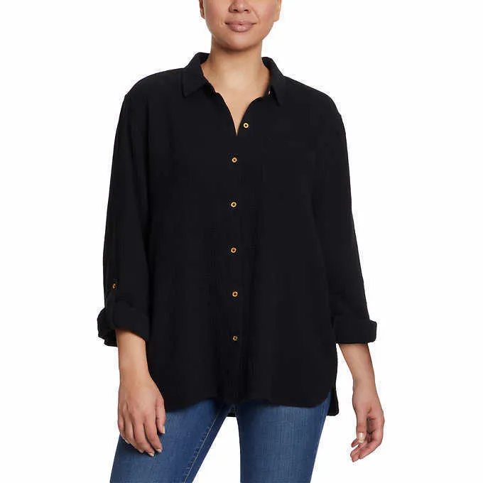 Anne Klein Women's Gauze Button Up Top