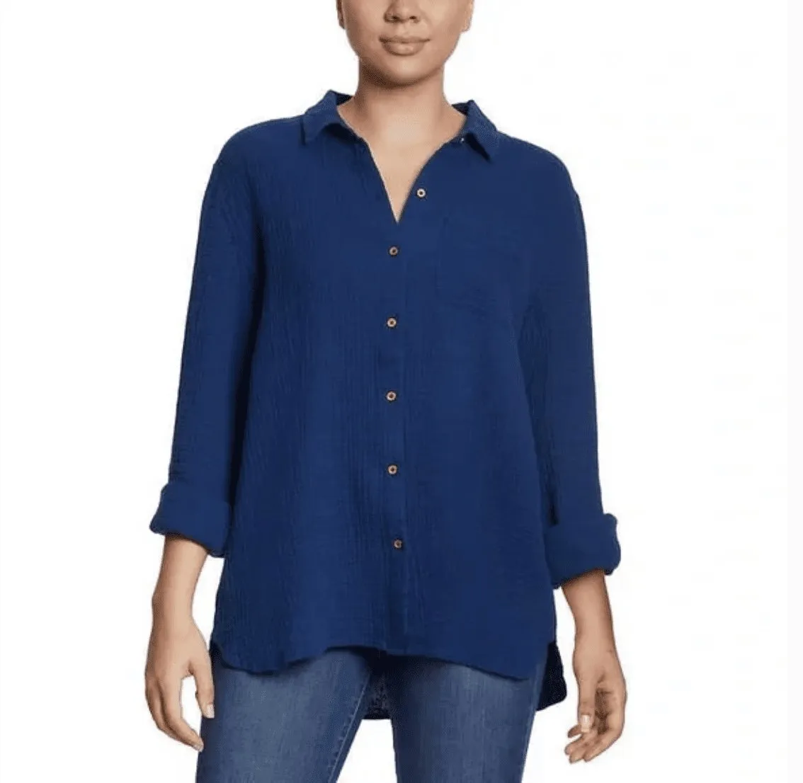 Anne Klein Women's Gauze Button Up Top