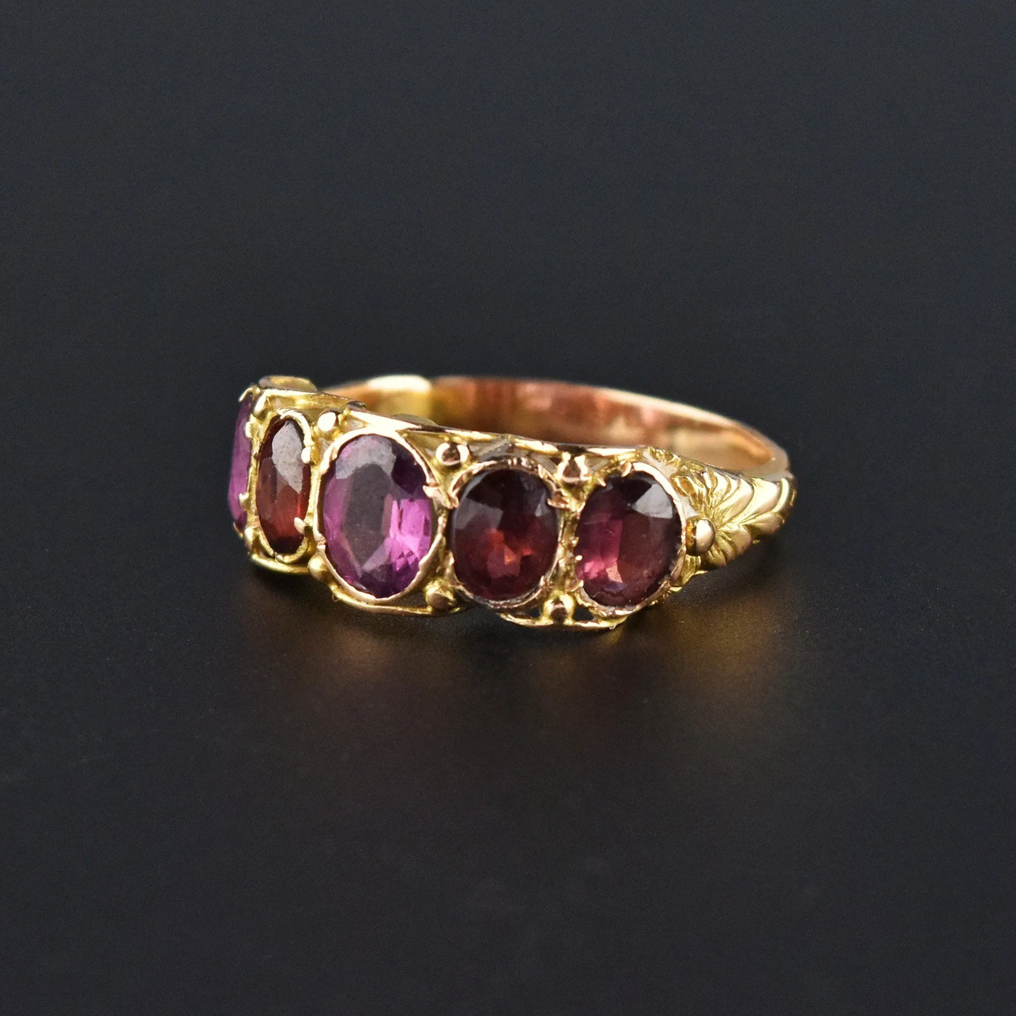 Antique Georgian 18K Gold Garnet Band Ring