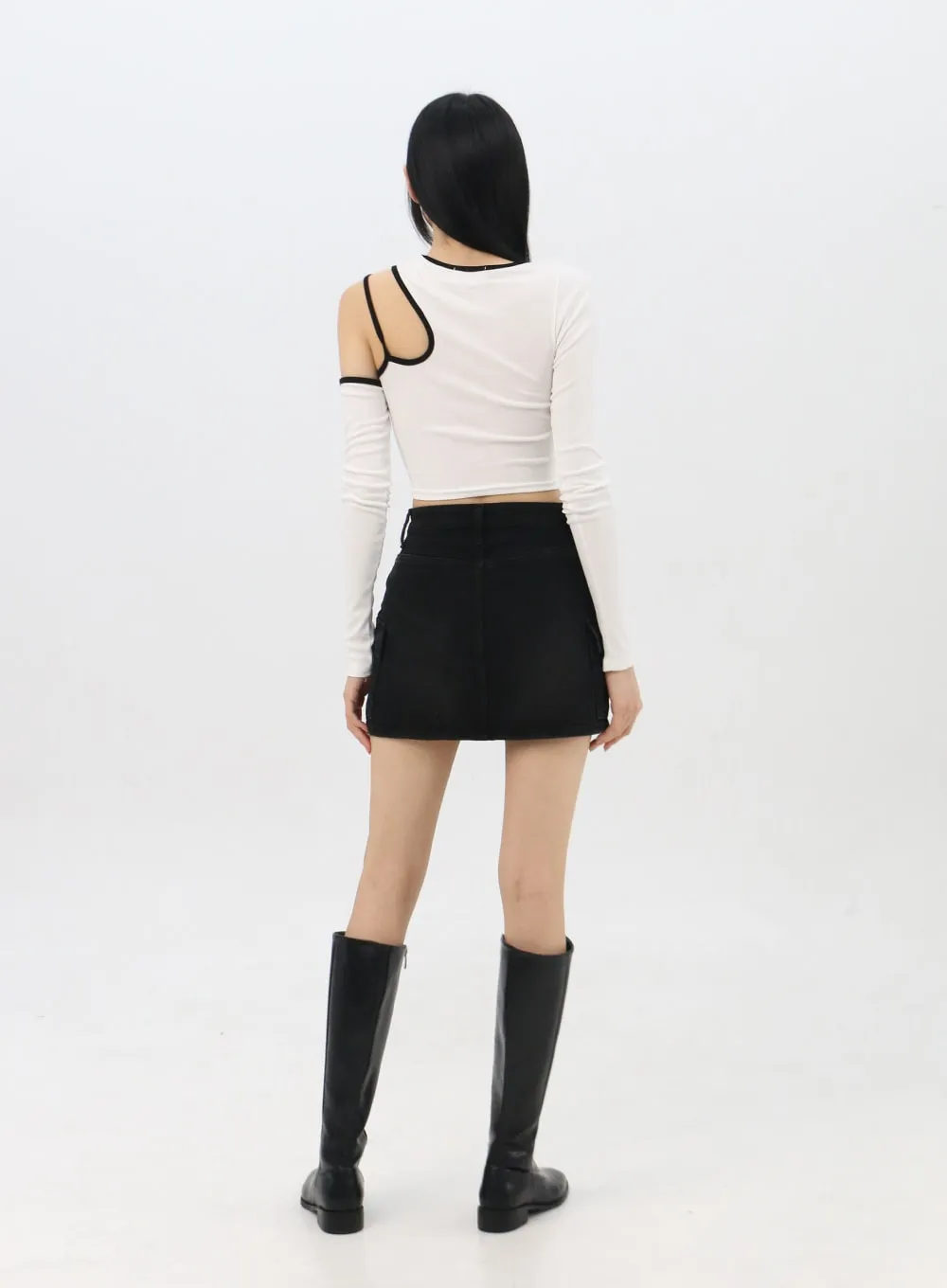 Asymmetrical Cut-Out Crop Tee IN310