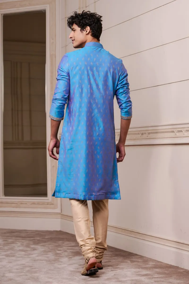 Blue Jacquard Kurta Set