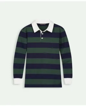 Brooks Brothers Boys Cotton Rugby Shirt Green