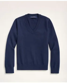 Brooks Brothers Boys Cotton V-Neck Sweater Navy