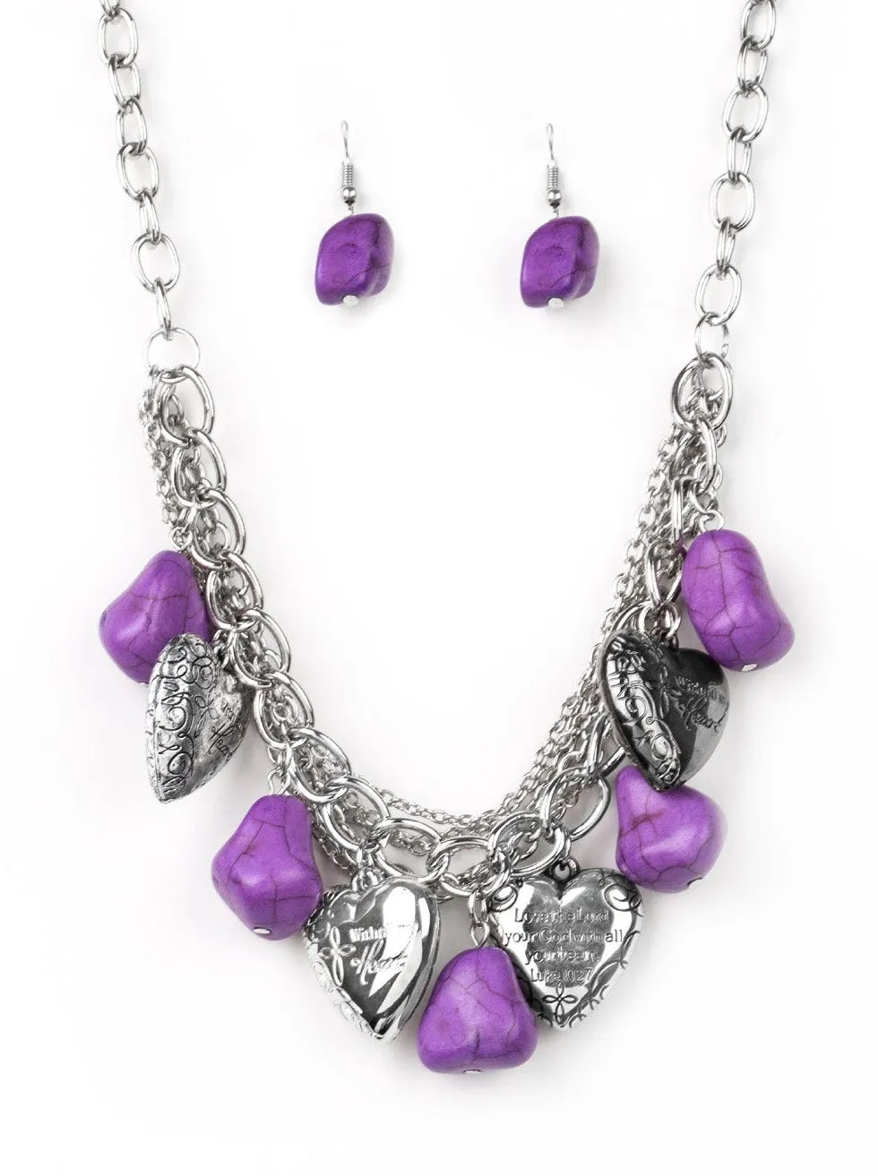 Change Of Heart Purple Necklace Set