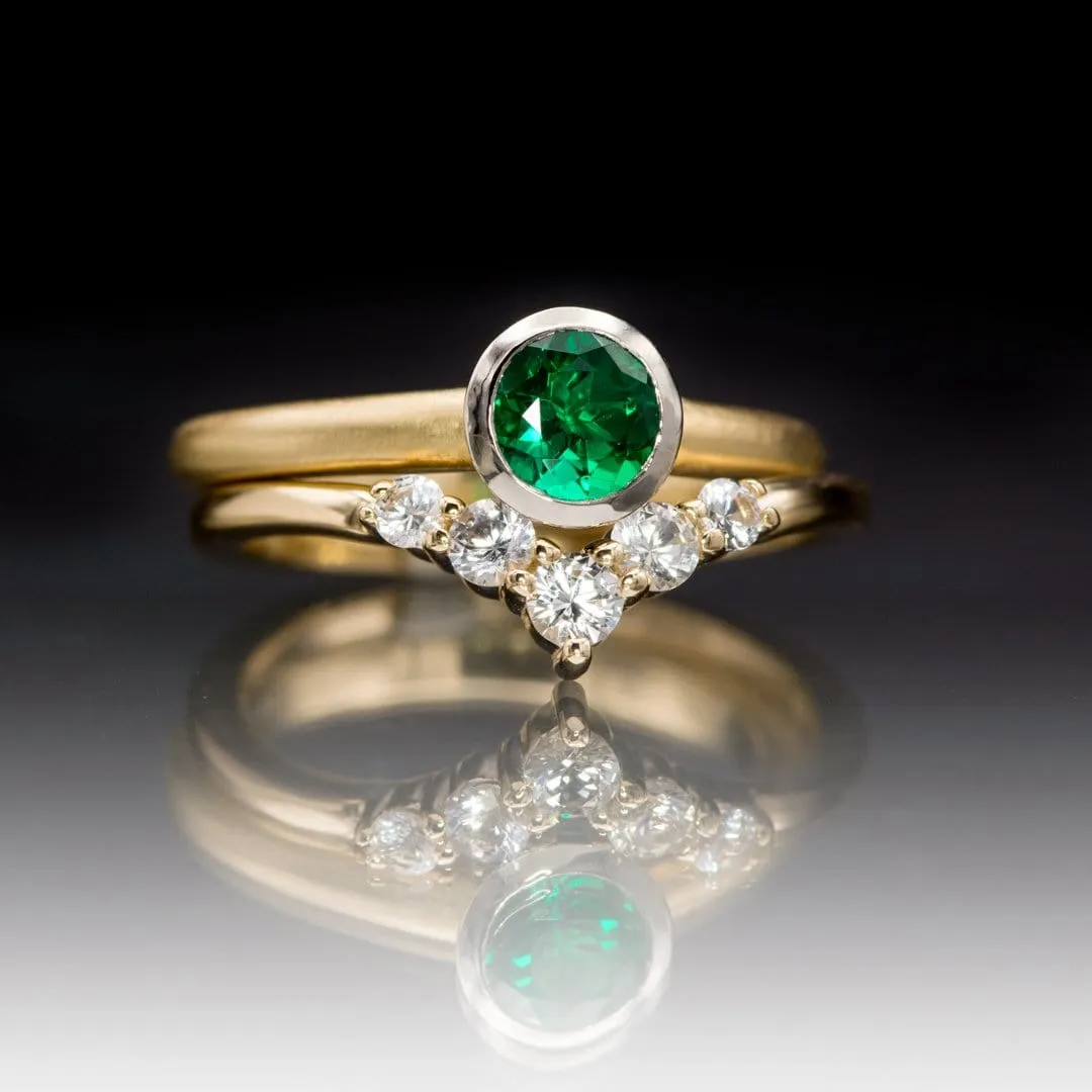 Chatham Emerald Palladium and 14k Gold Mixed Metal Solitaire Engagement Ring, Ready to size 4 - 7