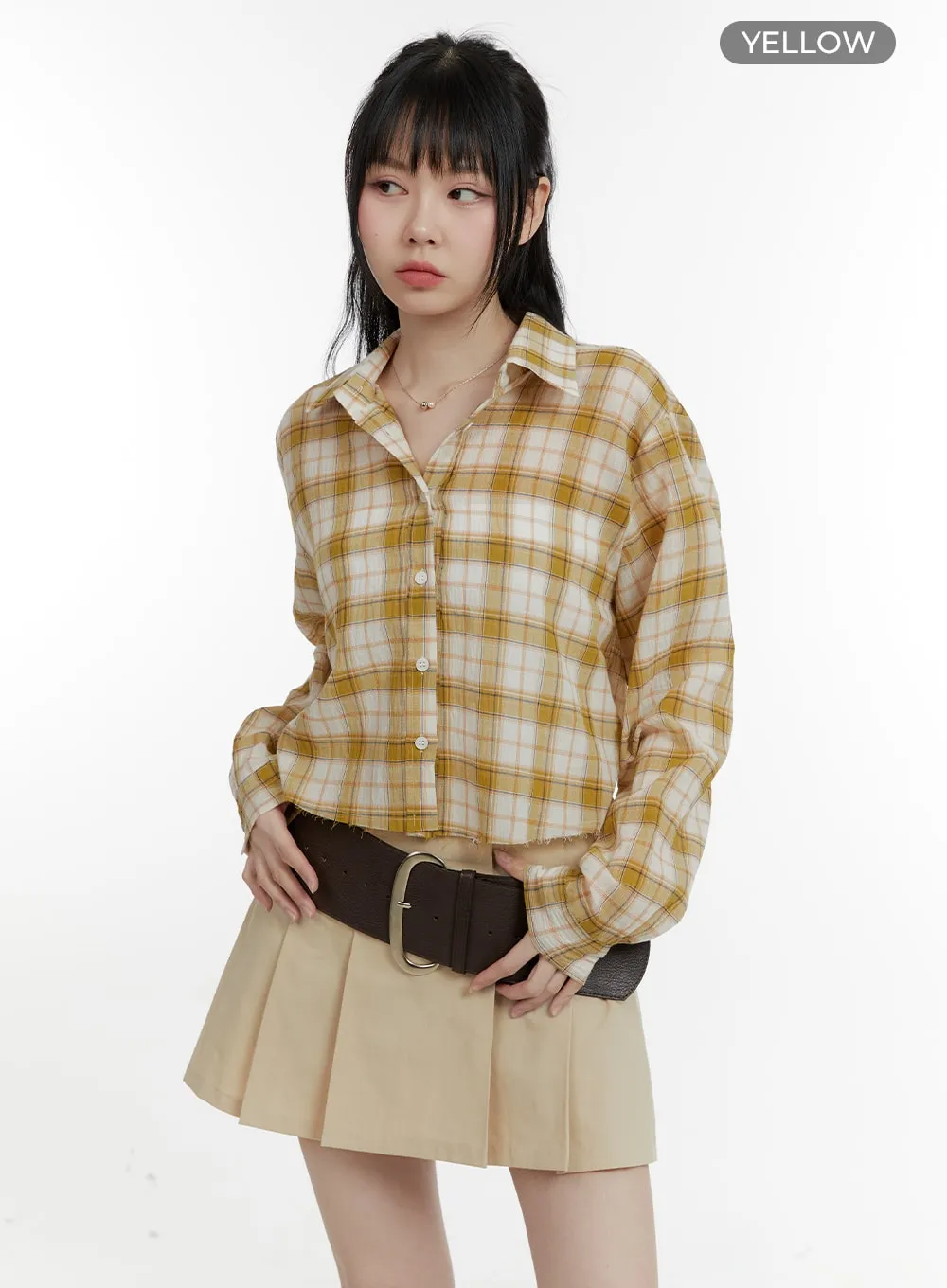 Checkered Cropped Blouse CA401