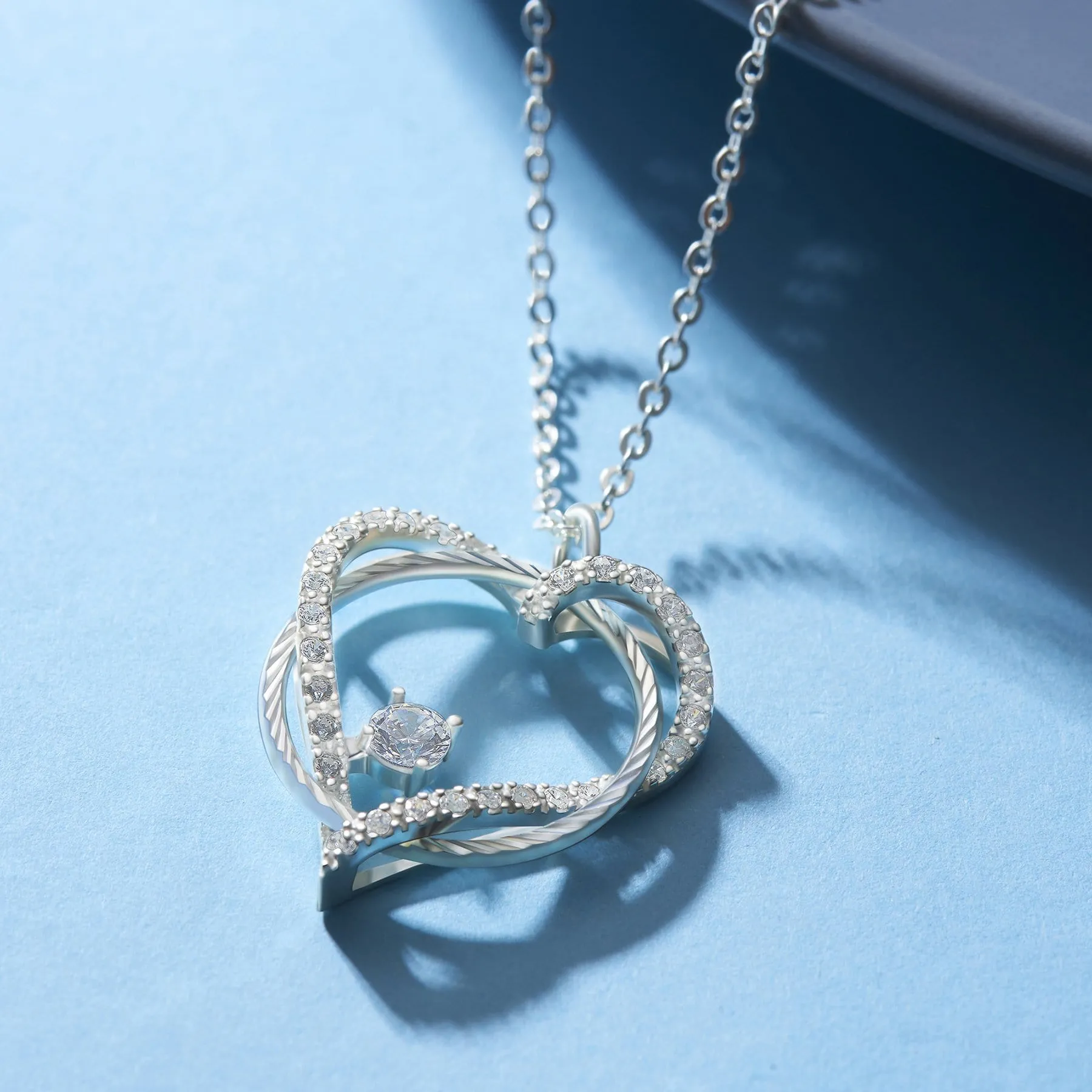 Circle Interlocked Heart Sterling Silver Pendant