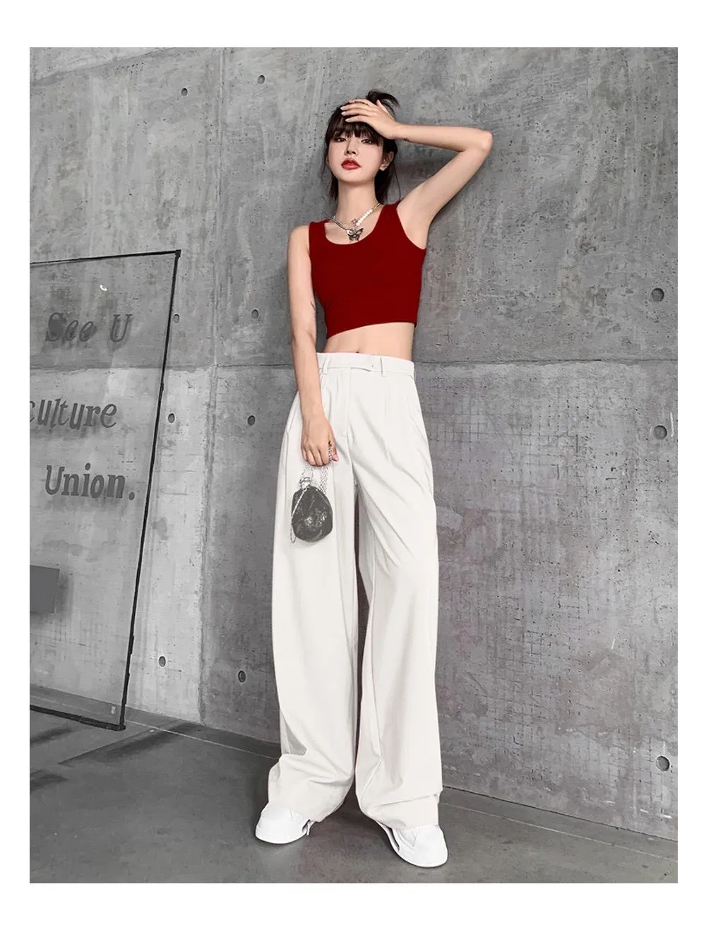 Classic Double Pleated Wide Leg Pants