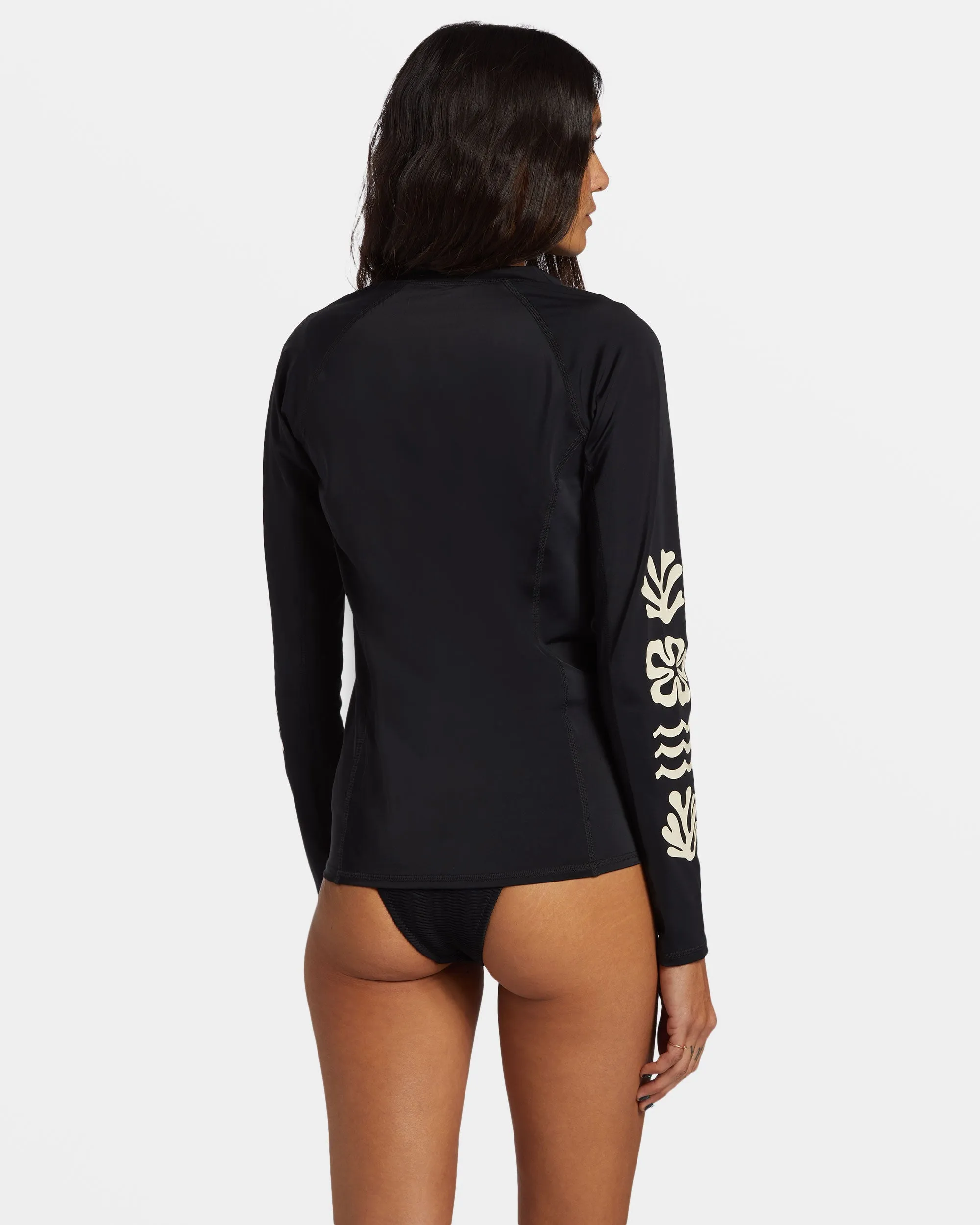 Coral Gardeners 1/2 Zip Long Sleeve Surf Tee - Black Pebble