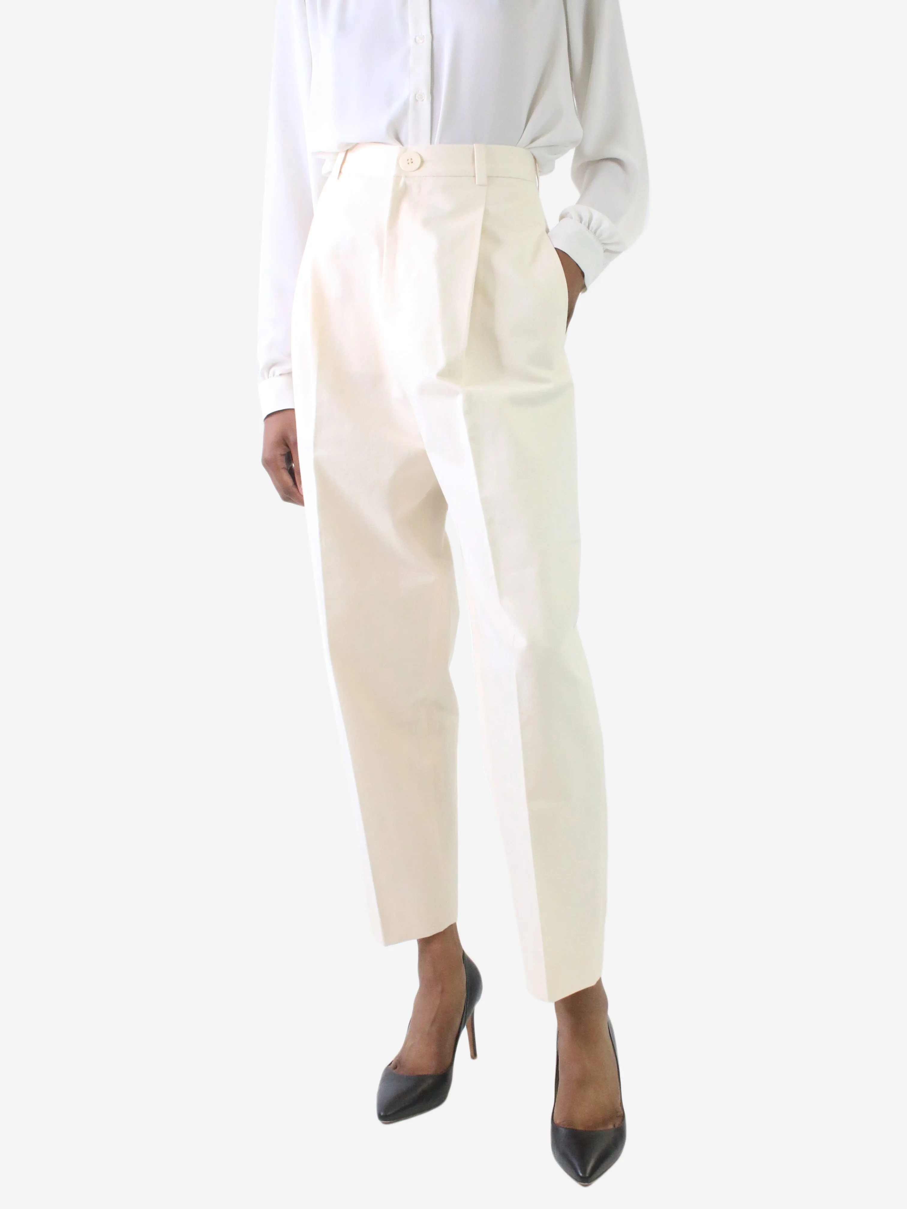 Cream pleated trousers - Size XS