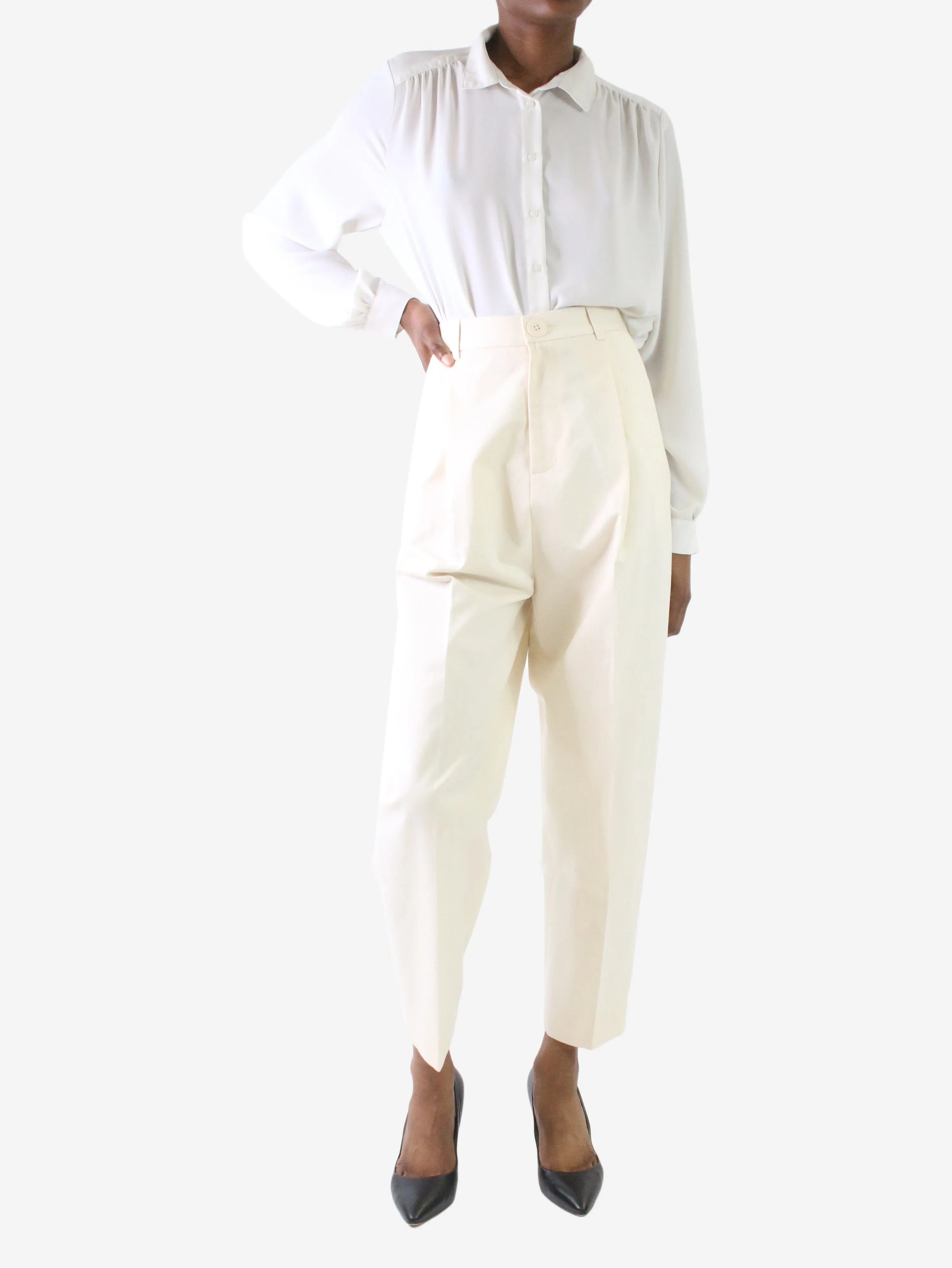 Cream pleated trousers - Size XS