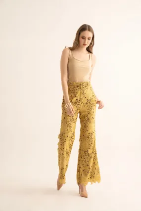 Cream Square Neck Top and Mellow Yellow Pants Co-ord Set