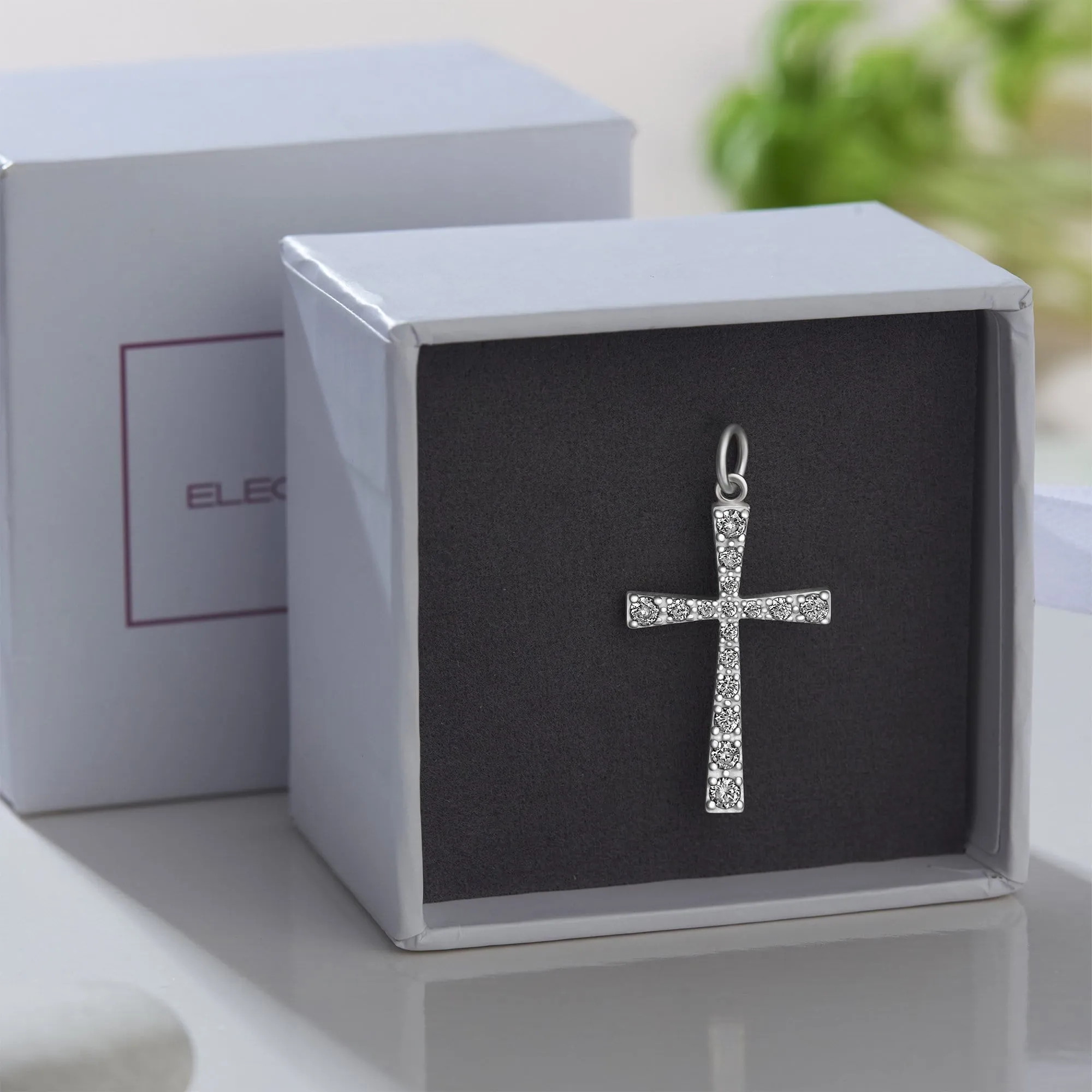 CZ Cross Sterling Silver Pendant