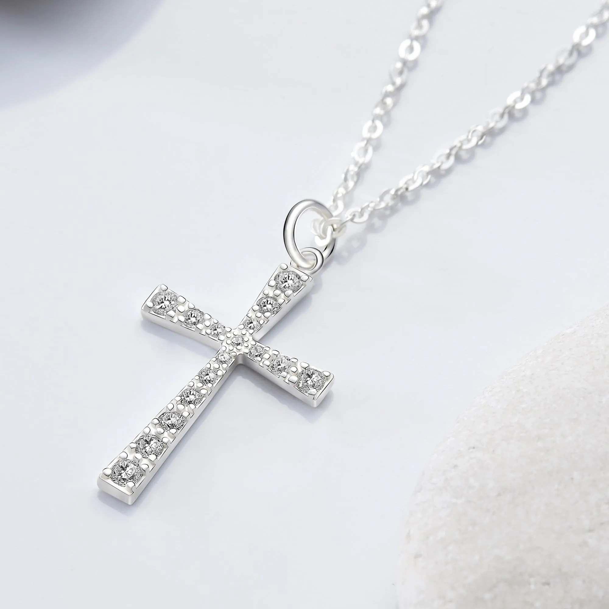 CZ Cross Sterling Silver Pendant