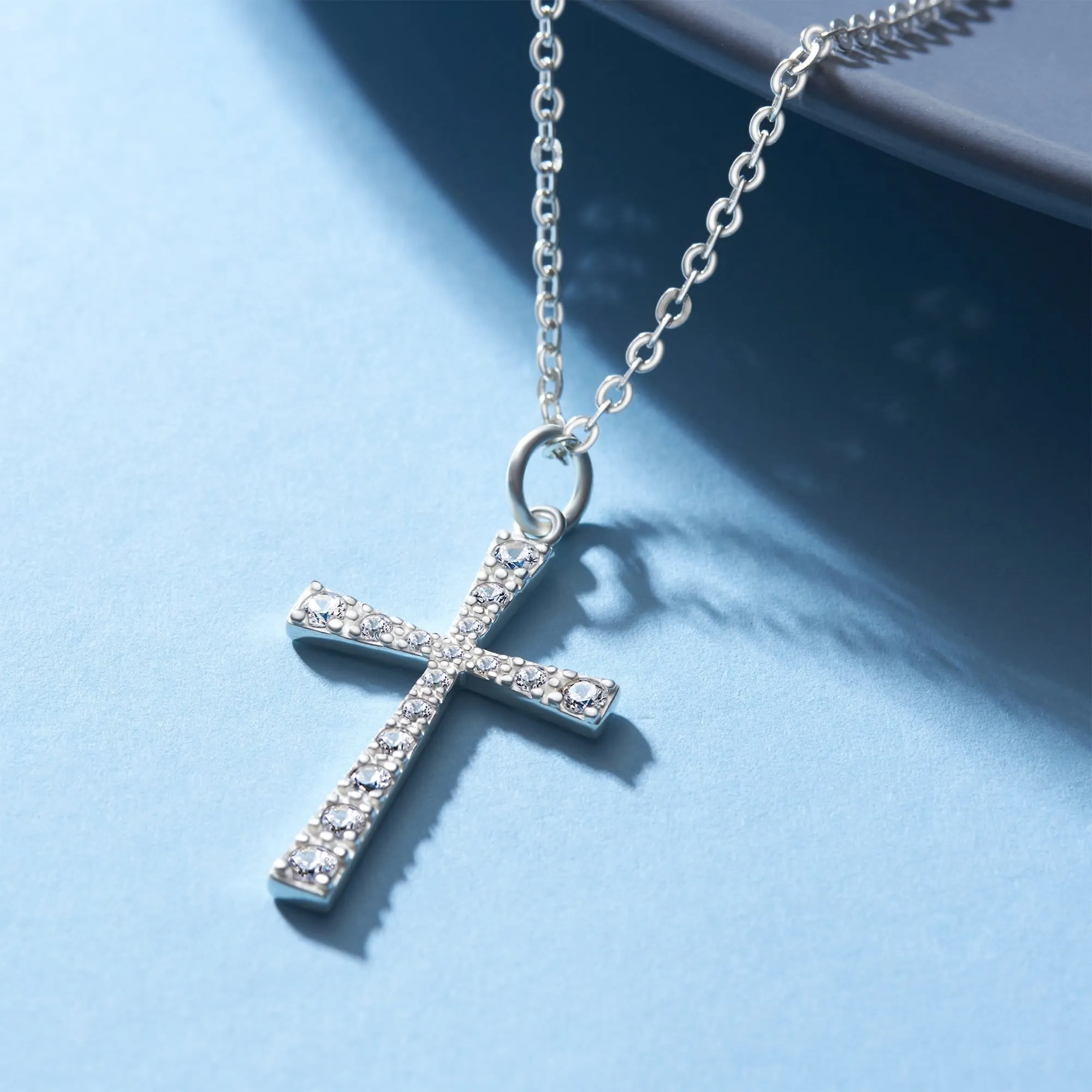 CZ Cross Sterling Silver Pendant