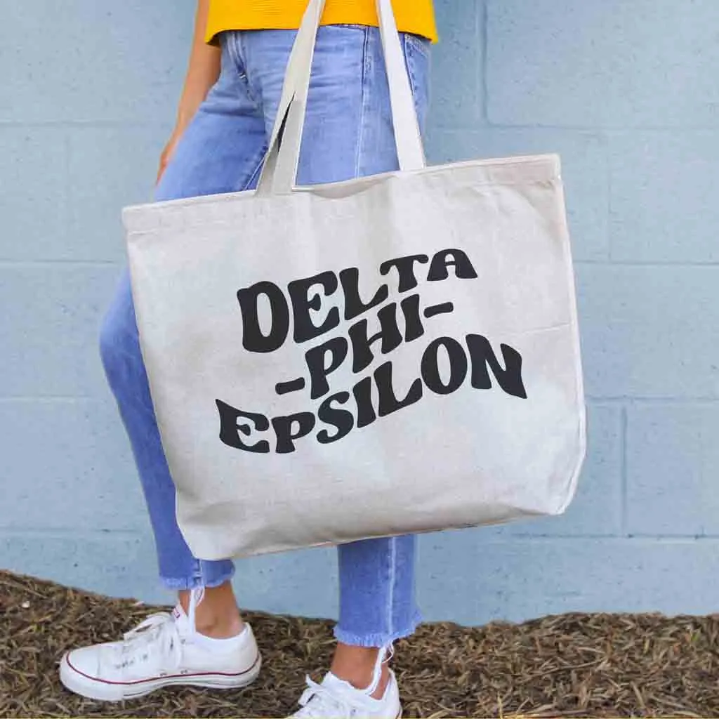 Delta Phi Epsilon Large Canvas Sorority Tote Bag with Simple Mod Design