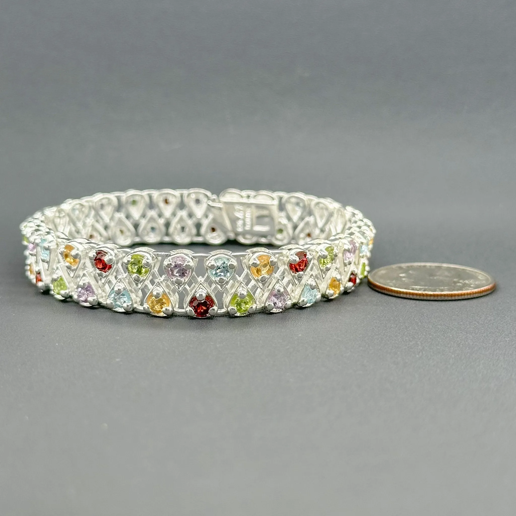 Estate SS Multi-Gemstone Bracelet