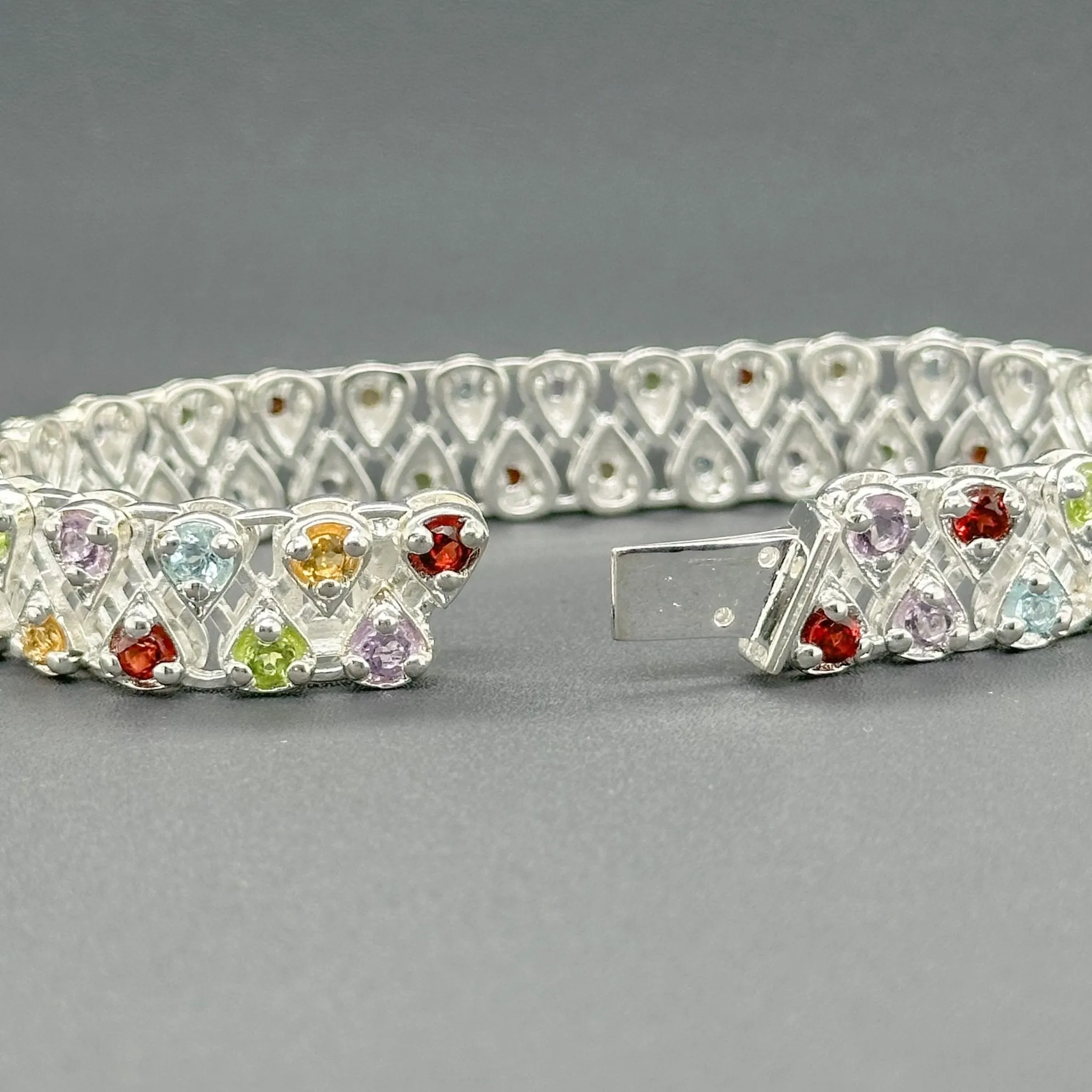 Estate SS Multi-Gemstone Bracelet