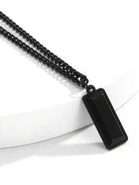 Fashionable Stainless Steel Rectangle Charm Necklace For Men For Gift For Daily Decoration X 4366122