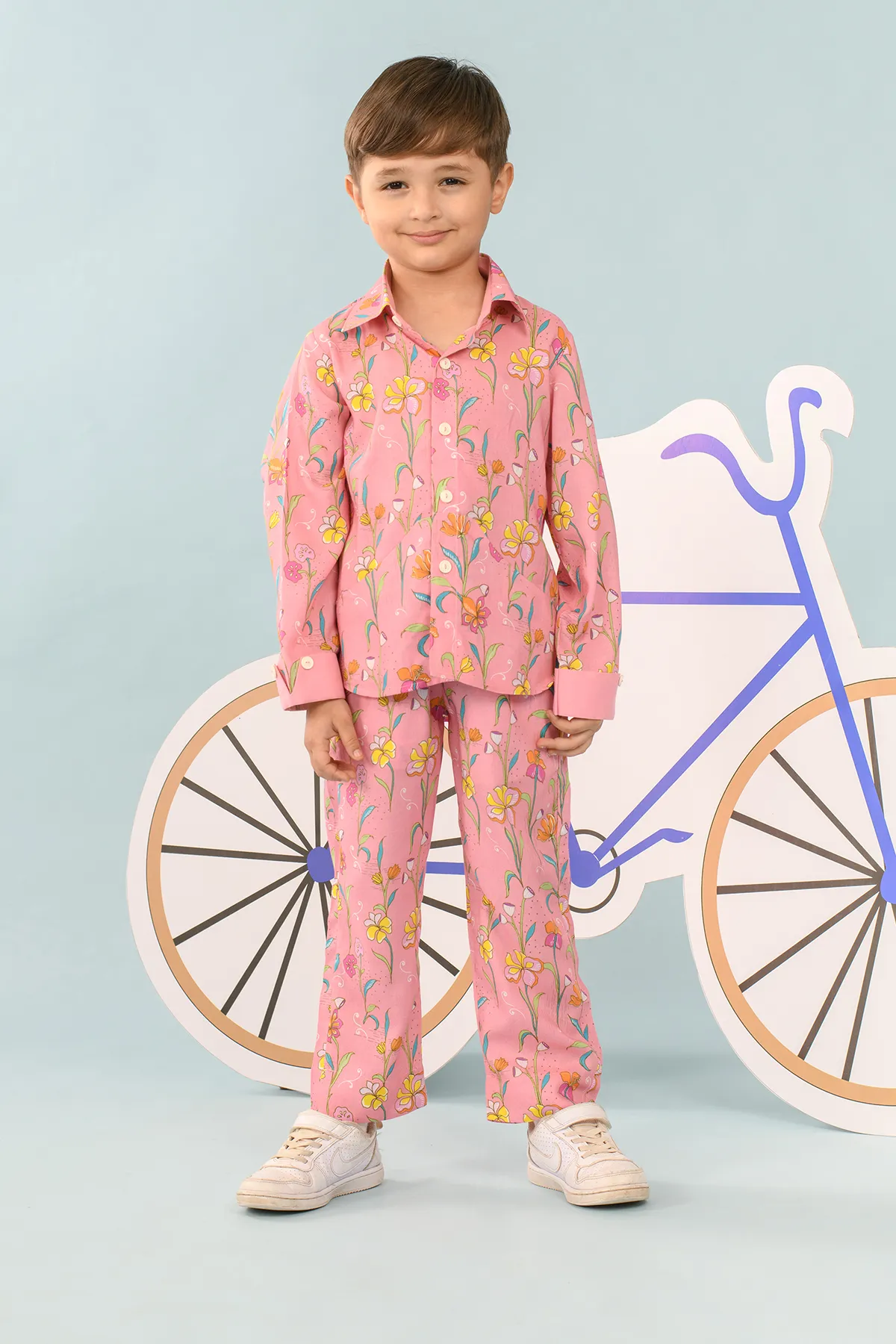 Florent- Floral Print Patch Pocket Coord Set For Boys