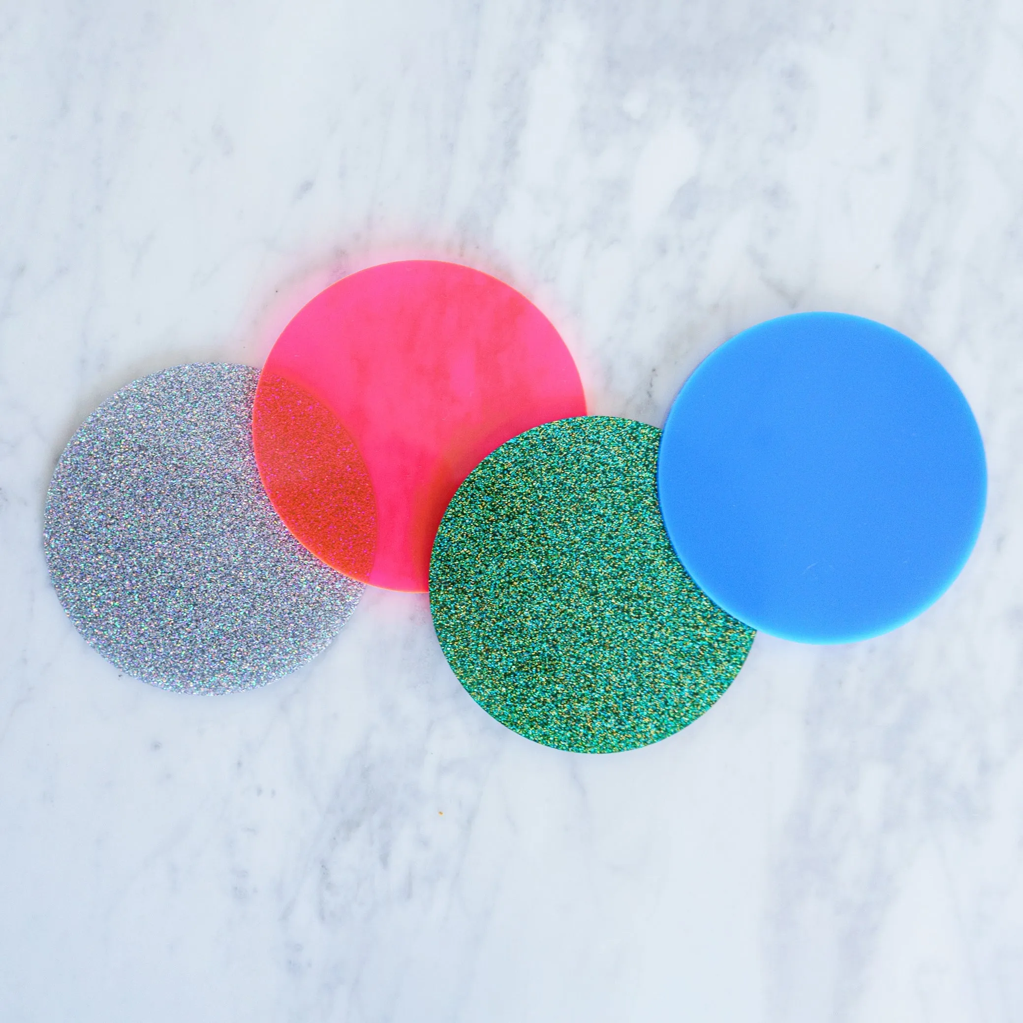 GLITTER RAINBOW LUNA SET OF 4 COASTERS