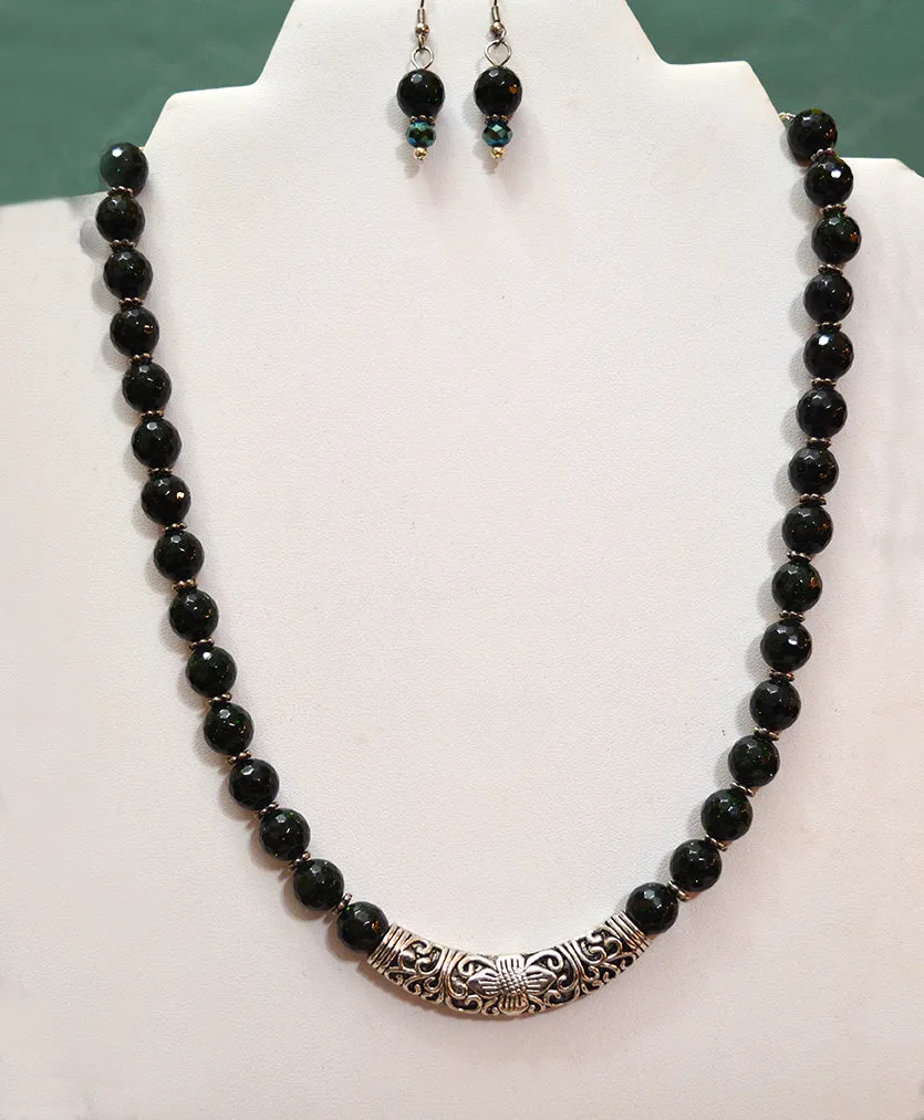 Green Goldstone Necklace and Earrings