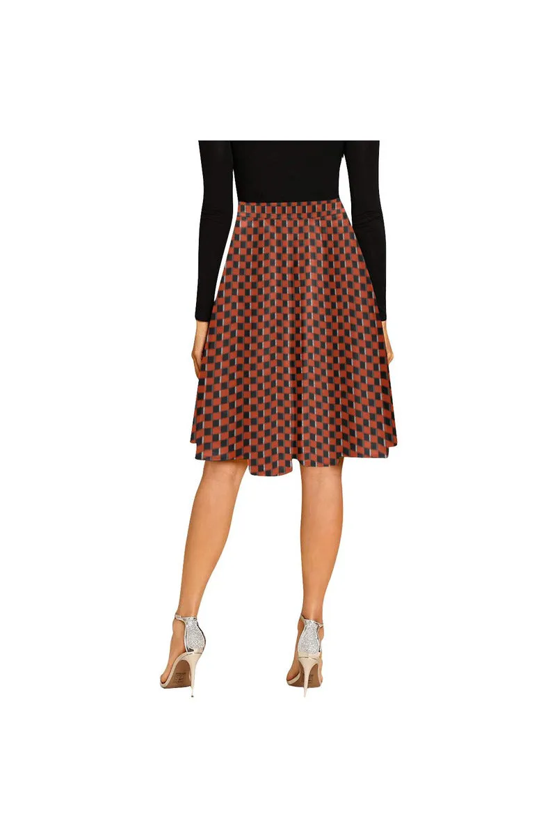 Grid Print Melete Pleated Midi Skirt