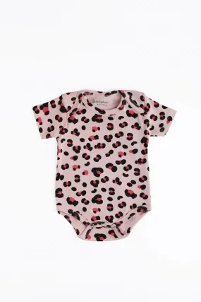 Half sleeve black & red graphic in pink bodysuit for baby