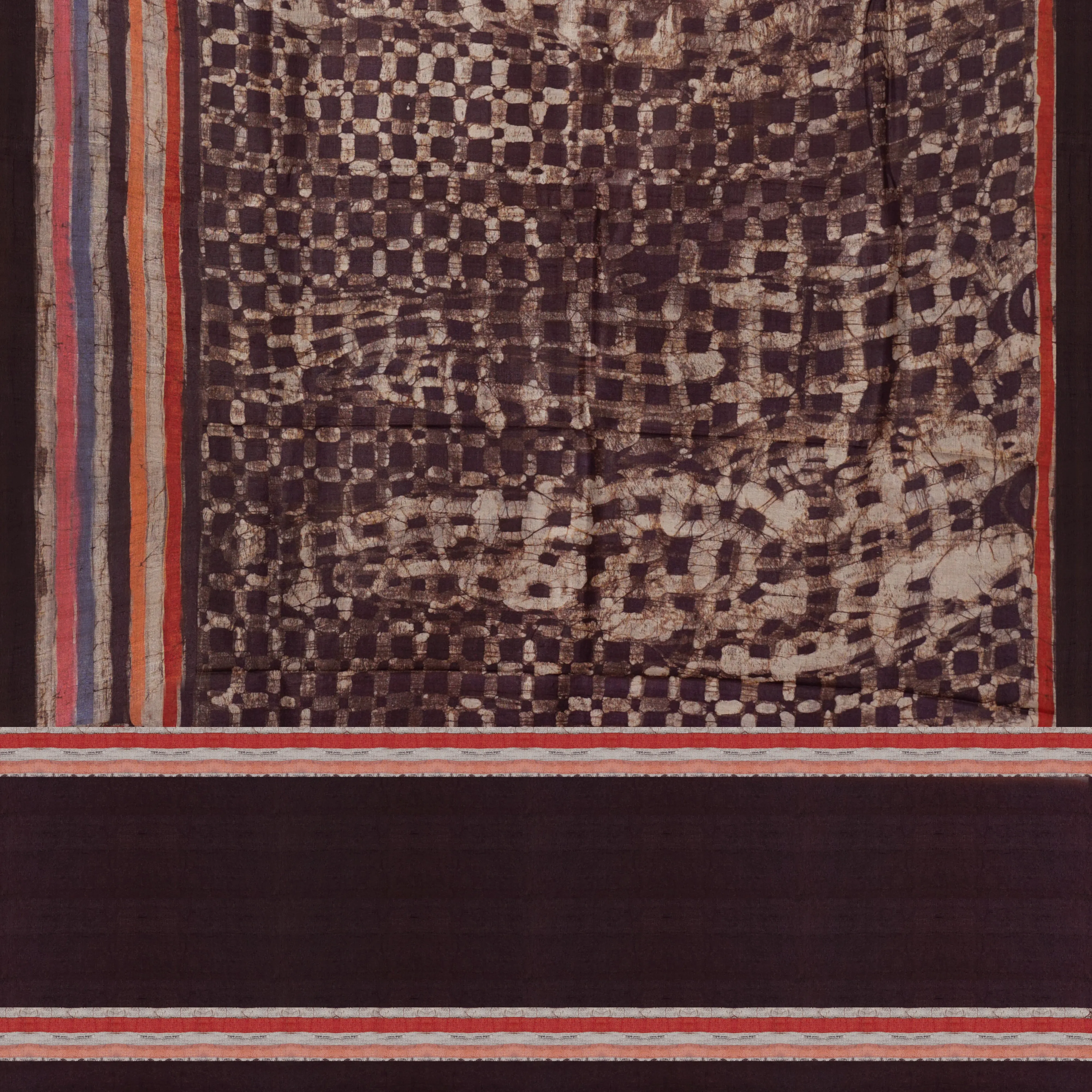 Handwoven Beige with Brown Tussar Silk Saree - 1959T007628DSC