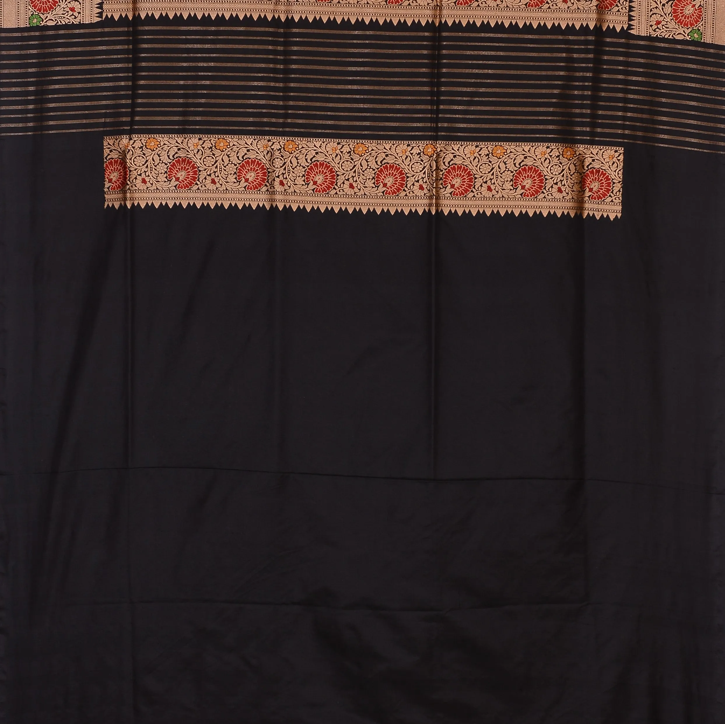 Handwoven Black Banarasi Silk Saree - 111N011041DSJ