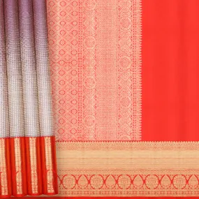 Handwoven Lilac with Red Kanjivaram Silk Saree - 1054T003155DSC