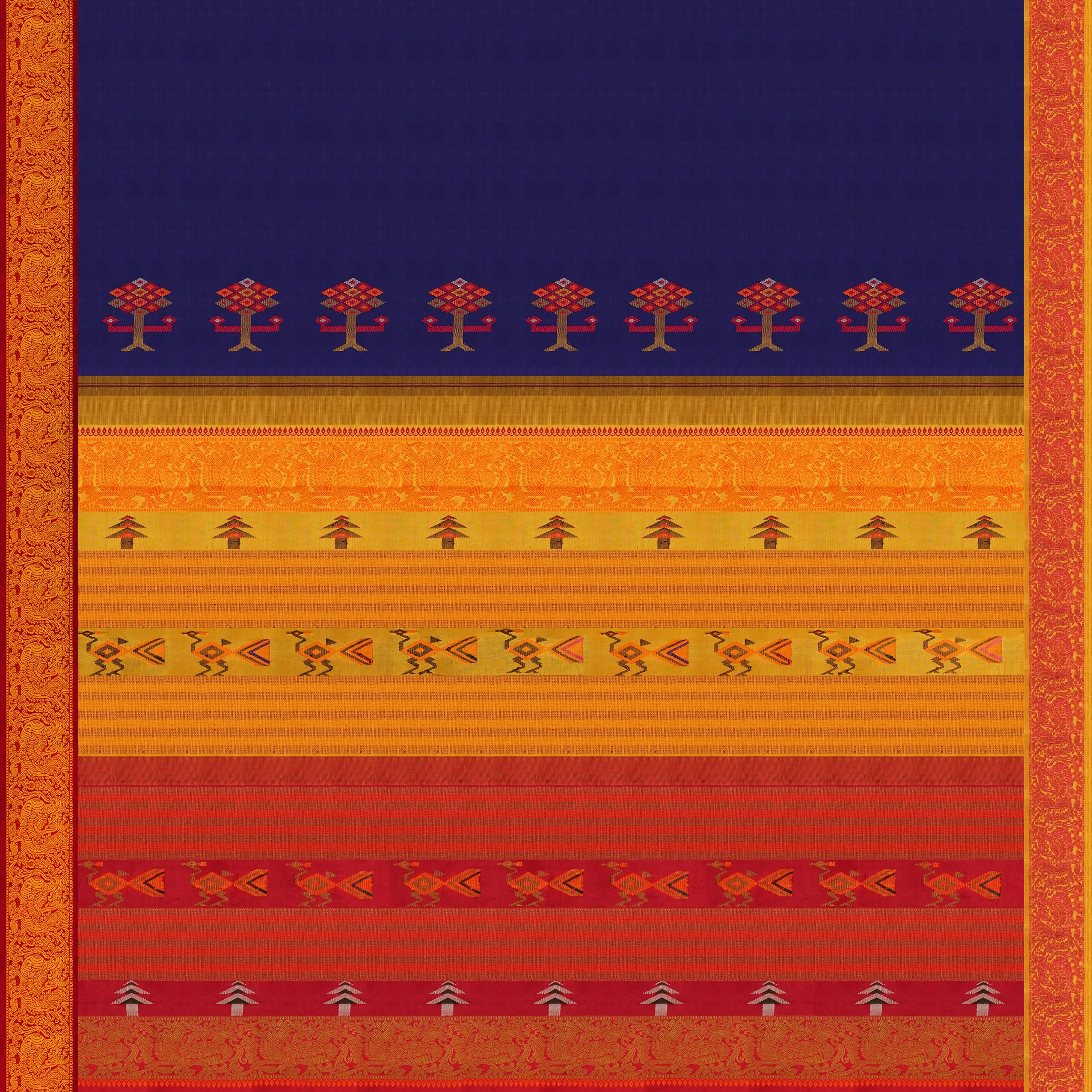 Handwoven Multi coloured Kanjivaram Silk Saree - 1975T006318DSC