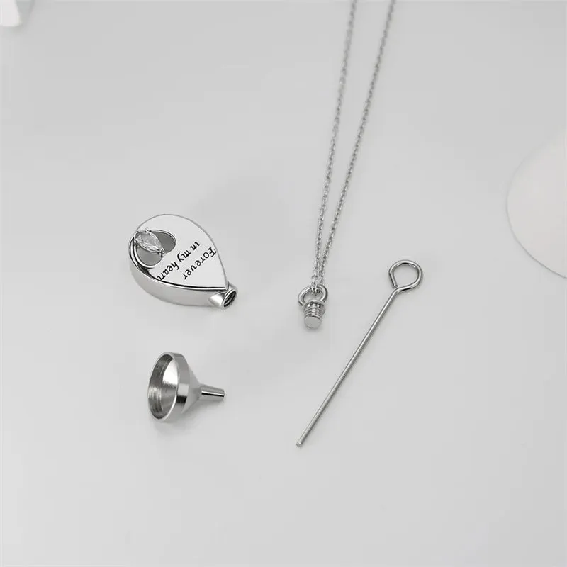 Heart Teardrop Urn Cremation for Ashes Memorial Keepsake 925 Sterling Silver Pendant Necklace for Women Men