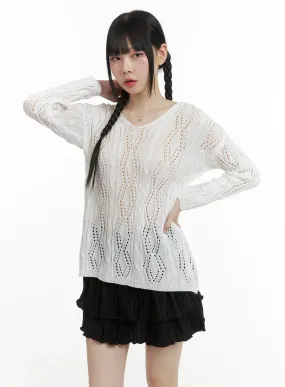 Hollow Out Cable Knit Sweater OM426